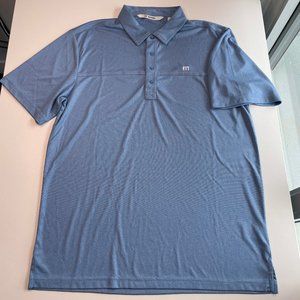 Travis Mathew Blue Athletic Golf Polo Shirt Mens Size XL Causal Performance Mesh